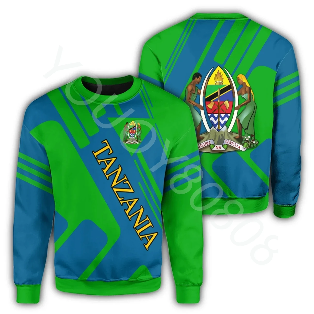 

African Men's Round Neck Spring Autumn Sweatshirt Long Sleeve Sweatshirt Special Tanzania Tusk Sweater