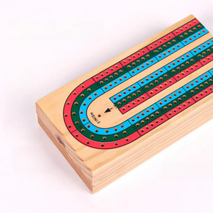 Wood Cribbage Board Game Classic 3 Track Cribbage Board With 9 Pegs Portable Card Game For Adult Indoor & Outdoor