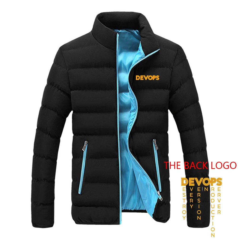 DEVOPS - The real definition of DEVOPS Men's Stand Collar Cotton Jackets keep Warm Zipper Hoodies Sports Casual Fashion Outwear