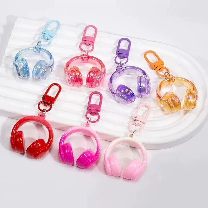 Lovely Solid Color Mini Earphone Keychain Student Bag Decor Keyrings Car Trinkets Accessories Gifts Key Bag DIY Gifts