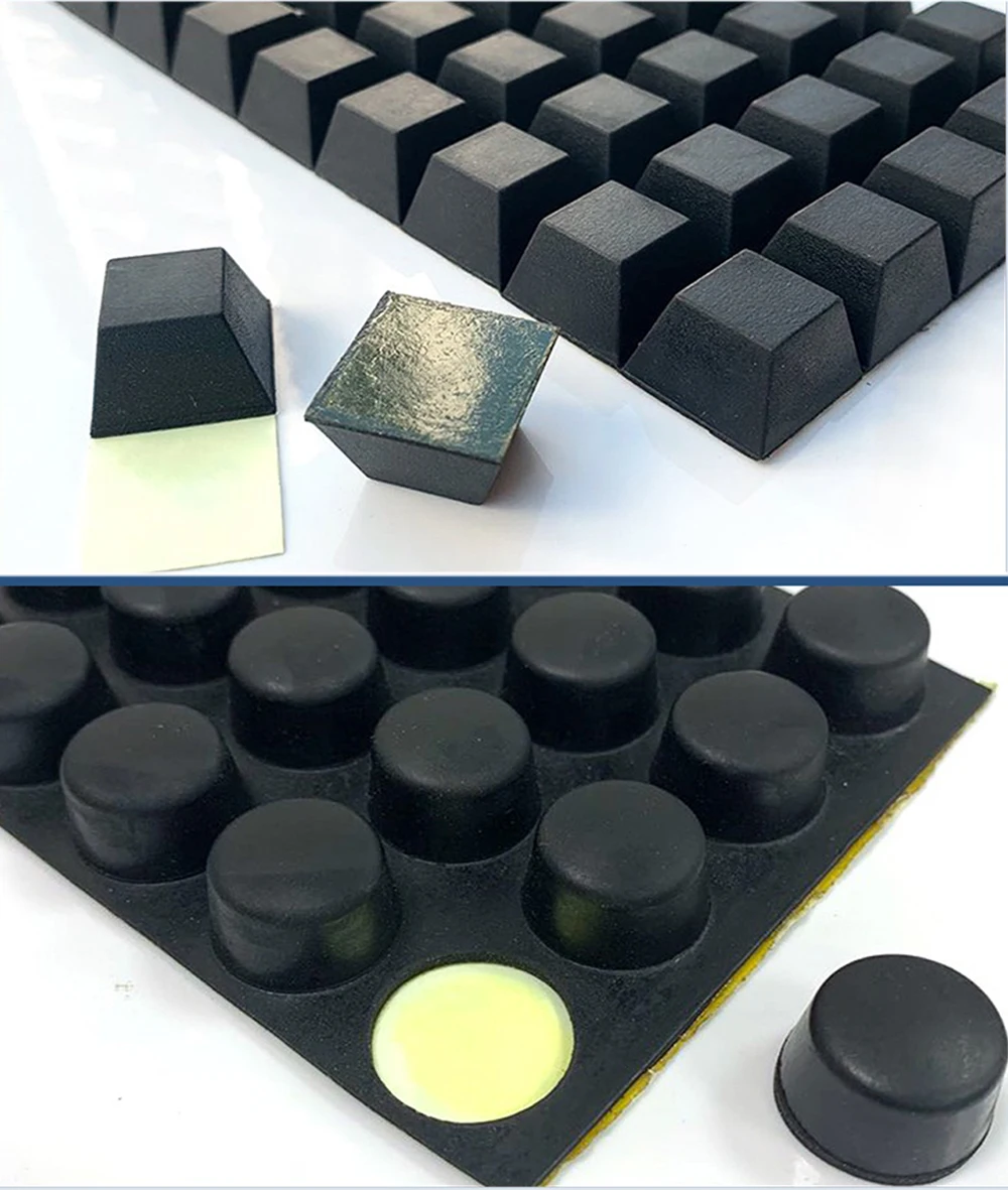Rubber Furniture Feet Pads Pipe Plugs Adhesive Anti Collision Mat Pipe Inserts 10/20/40Pcs Black Self-Adhesive Rubber Anti-vibration Bumper Pad Square/Round Non-slip Pipe Plug For Home Furniture Accessories