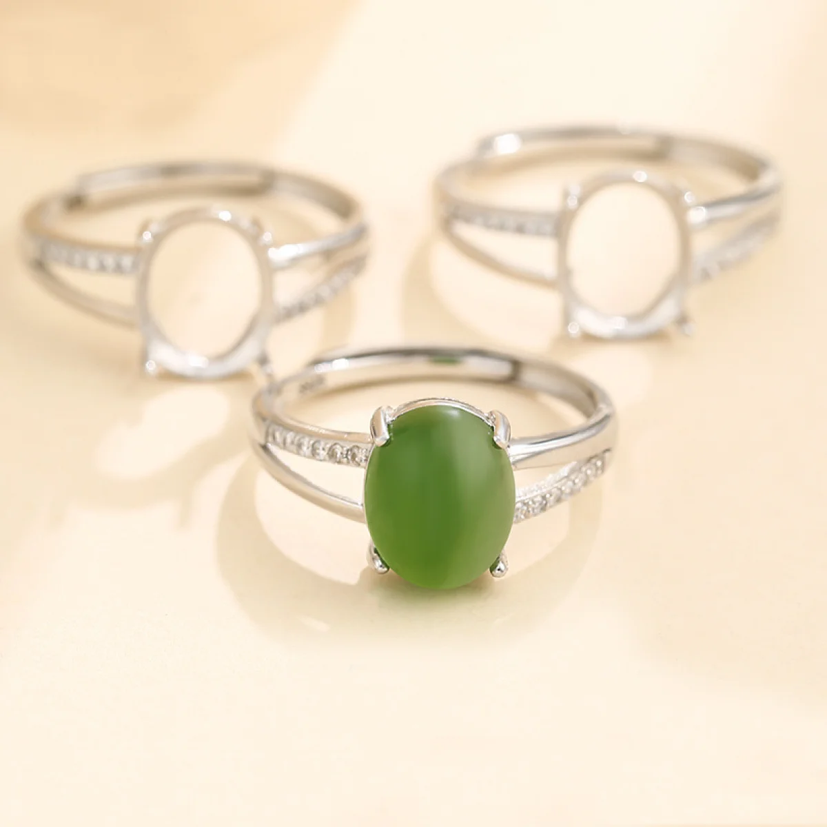 925 Sterling Silver Ring Empty Holder Fit Inlaid Turquoise Honey Wax DIY Ring Jewelry Making Supplies
