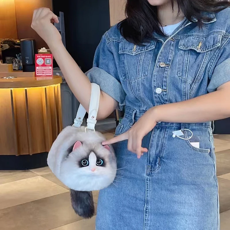 Pet Cat Bags Breathable Outdoor Pet Small Cat Backpack Fashion Travel Pet Bag Transport Soft Faux Fur Kawaii Handbags and Purse