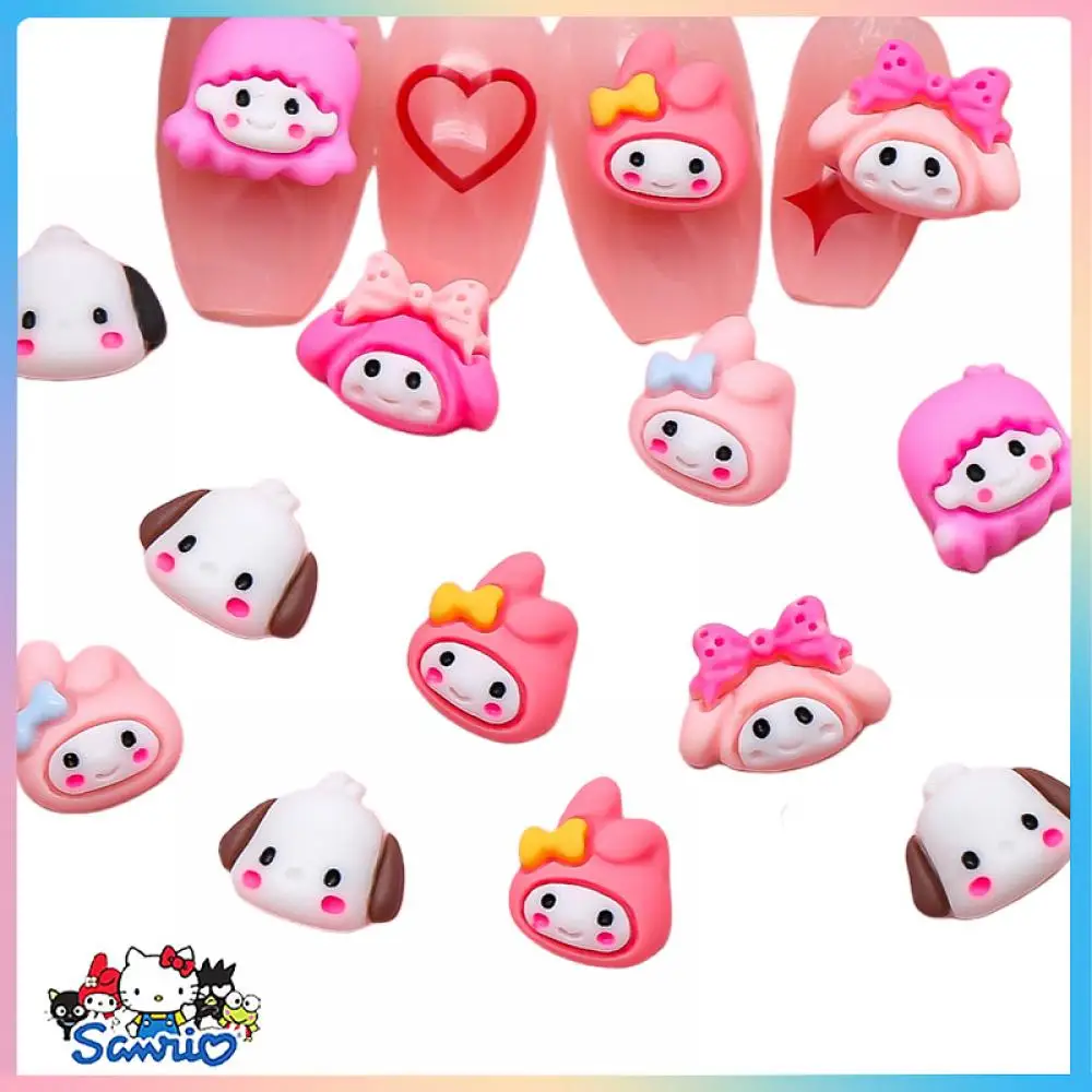 

100 шт., детали для ногтей Sanrios, Kuromi Cinnamoroll Melody Nail