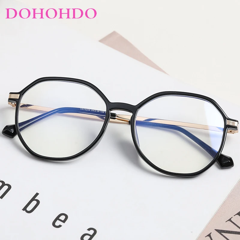 

DOHOHDO Retro Art Oval Small Frame Anti Blue Light Women Glasses New Men Prescription Eyeglasses Frame Optical Flat Lens Eyewear