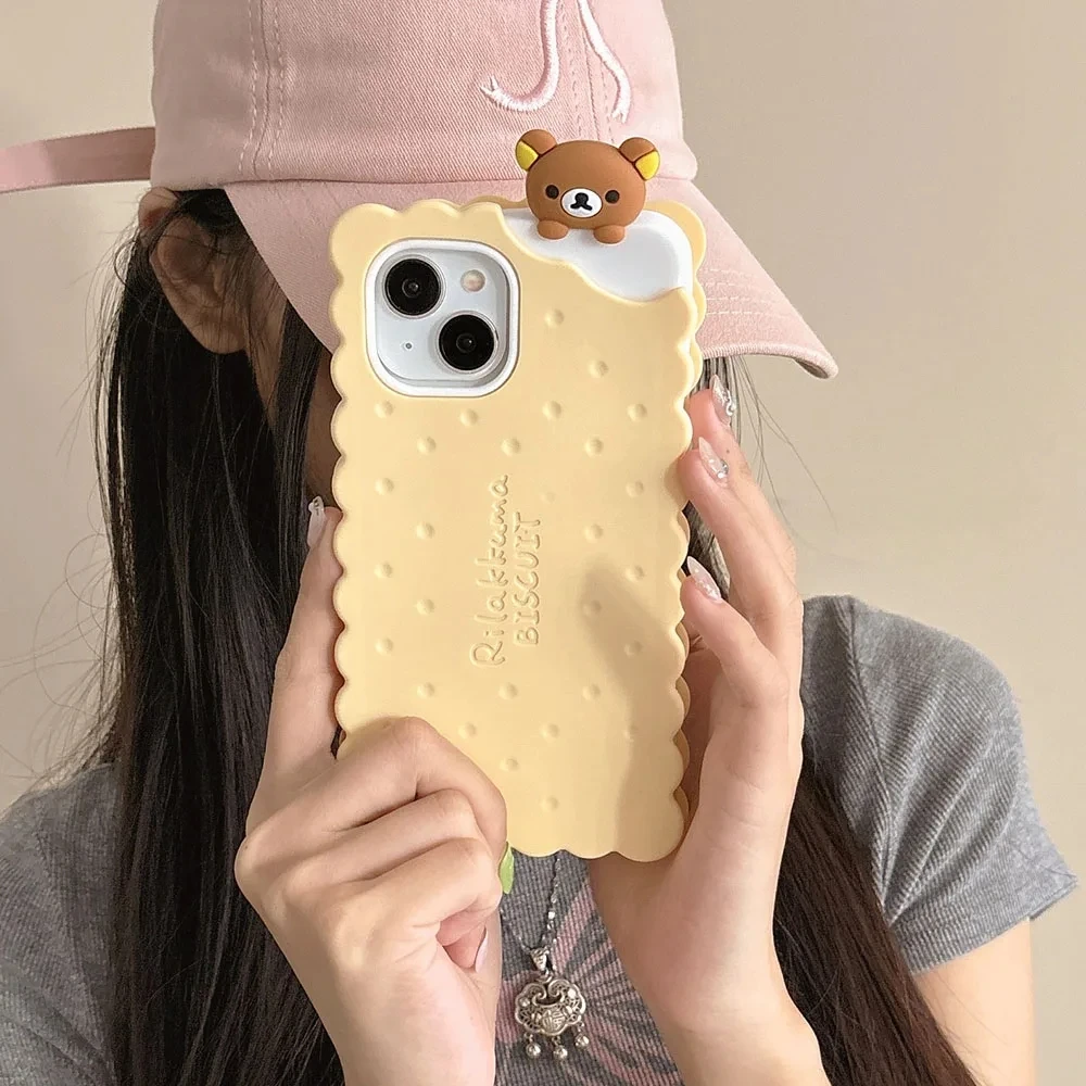 Adorable Bear Biscuit Silicone Phone Case – Cute and Soft Design
