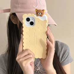 Adorable Bear Biscuit Silicone Phone Case - Cute and Soft Design - iPhone 15 (Only case Beige)
