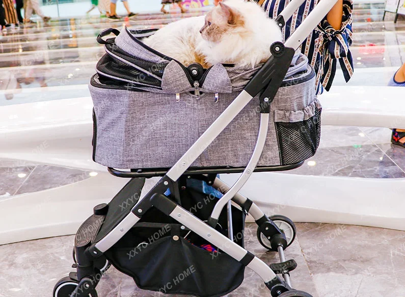 Pet Stroller Portable Foldable Small Dog out Trolley Separated Cat Trolley