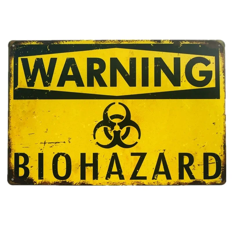 

Vintage Metal Tin Sign Warning Biohazard Iron Plates Garage Pub Pub Art Painting Posters Home Wall Decor Posters