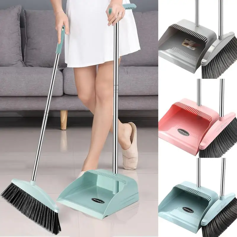 Stainless Steel Broom Dustpan Set Upright Broom Dustpans with Long Handle  Heavy Duty Dustpan Broom Combo Set Portable Sweeper - AliExpress