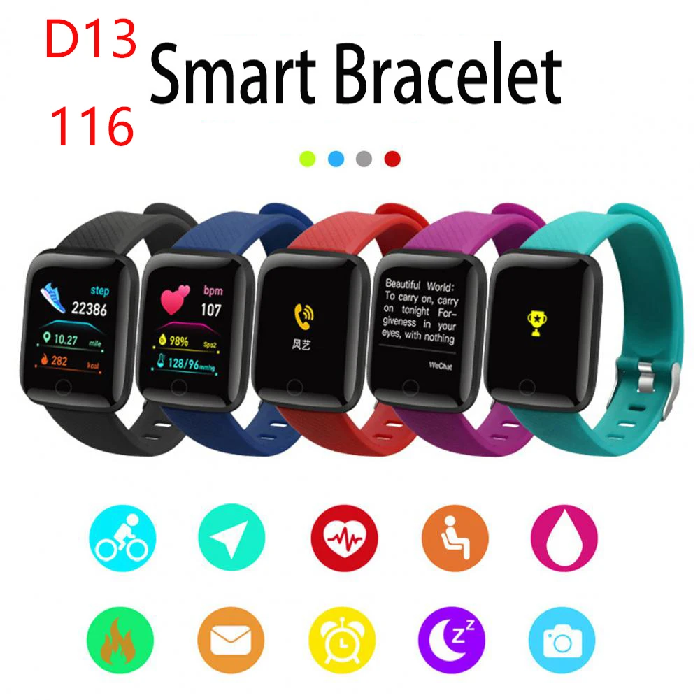 

D13 Smart Watch 116plus Bluetooth Fitness Tracker Sports Watch Heart Rate Monitor Blood Pressure Smart Bracelet PK M7 D18 D20 M5