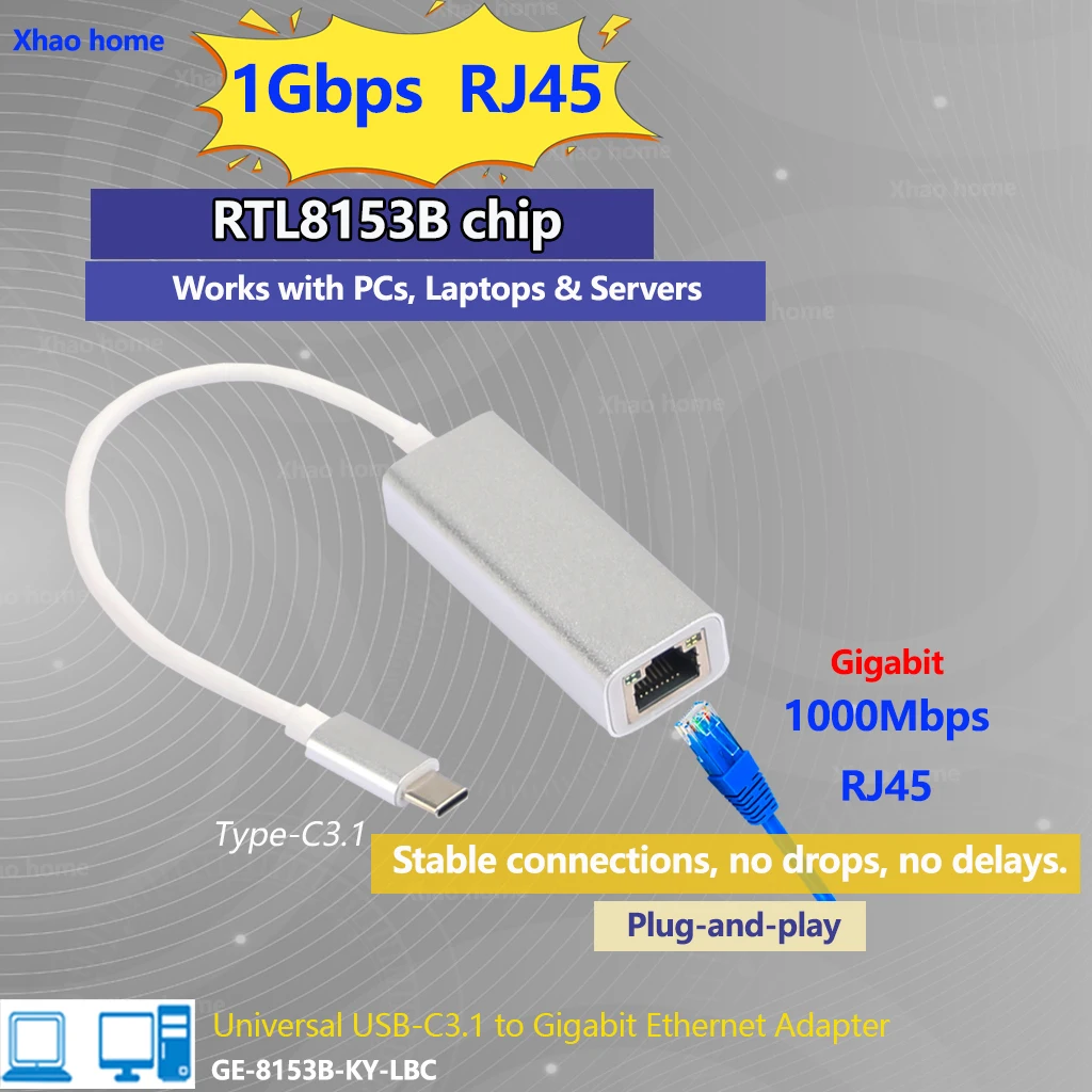 Adaptateur ethernet gigabit usb-c vers rj45 lan pour pc portable_voghion.com