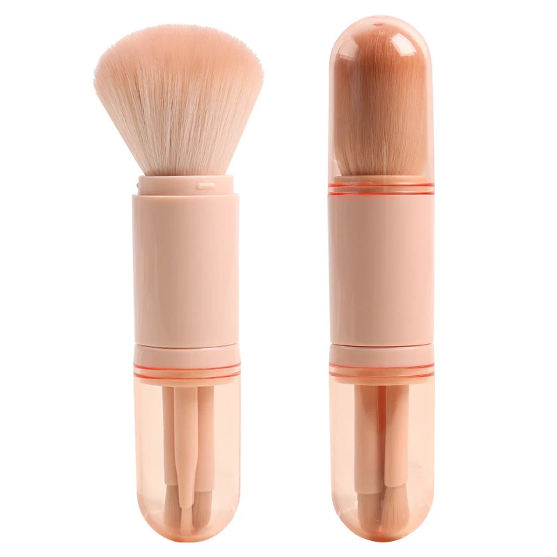 Makeup Brush Set 4in1 Travel Makeup Brushes Set Retractable Kabuki Brush 3 Small Brushes For Eye