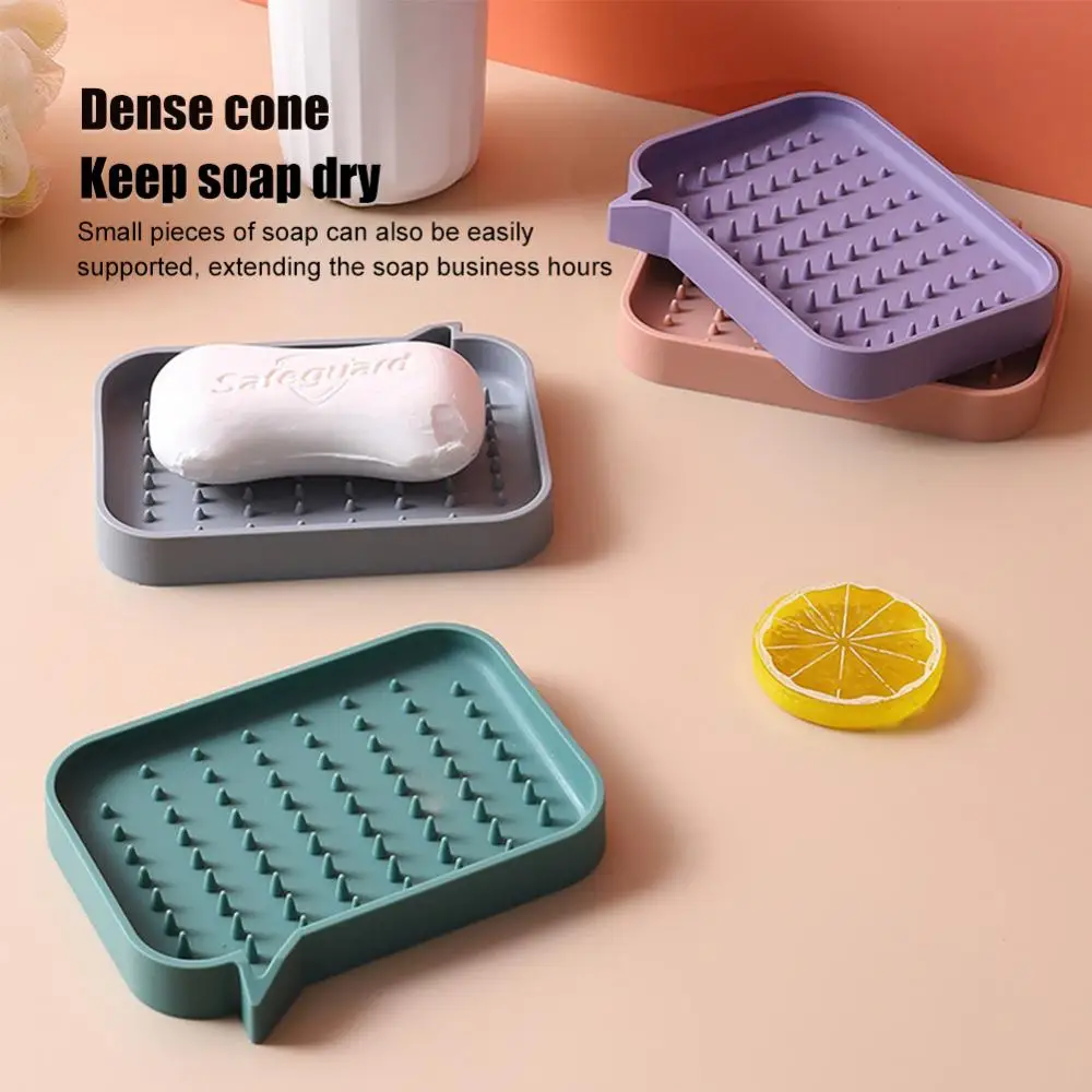 Soap Holder Tilt Design Non-slip Soap Dish Waterproof Self Draining Soap  Tray Silicone Kitchen Countertop Soap Rack For Bathroom - AliExpress