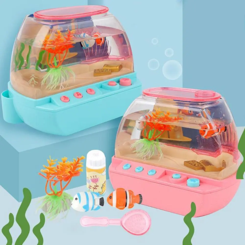 Fish Aquarium Creative Artificial Aquarium Toy Cartoon Light Up LED Light Up Tank Electric Lovely Music Interactive Aquarium Toys Home