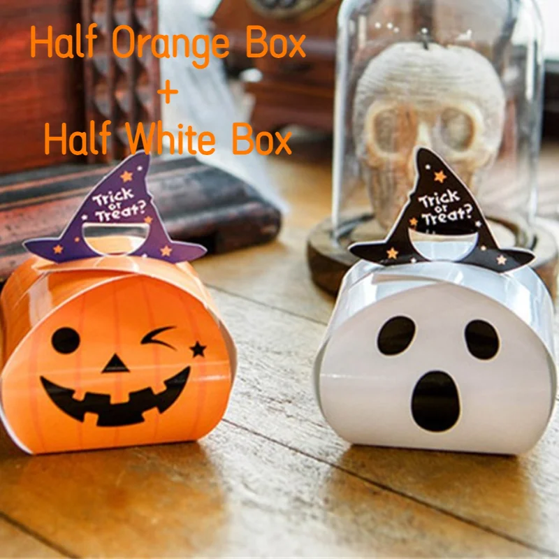 

20-200 PCS Halloween Horror Ghost Pumpkin Candy Package Trick or Treat Gift Box Portable Party Paper Bag Cookie Snack Wholesale