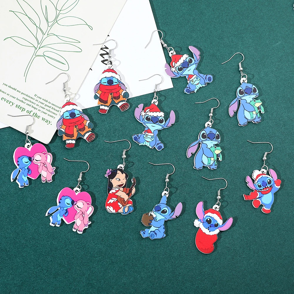 Disney Cartoon Figure Stitch Pendant Earrings Christmas Style Ear Drop For Women Girls
