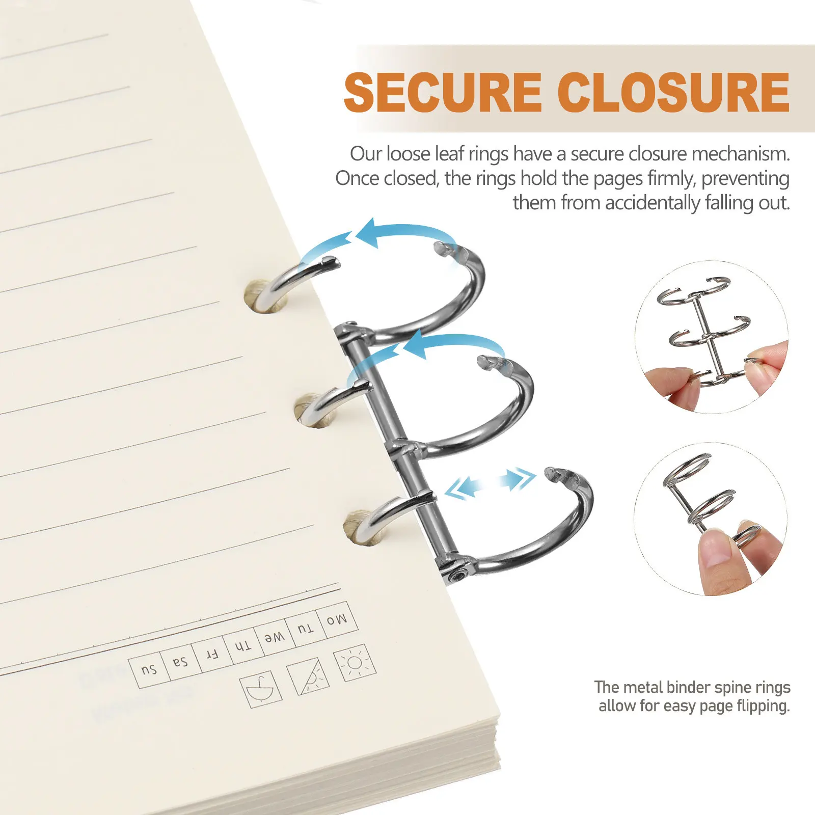 20Pcs 금속 책상 달력 링 바인더 링 루즈 리프 북 링 클립 바인딩 스파인 노트북 바인딩 액세서리