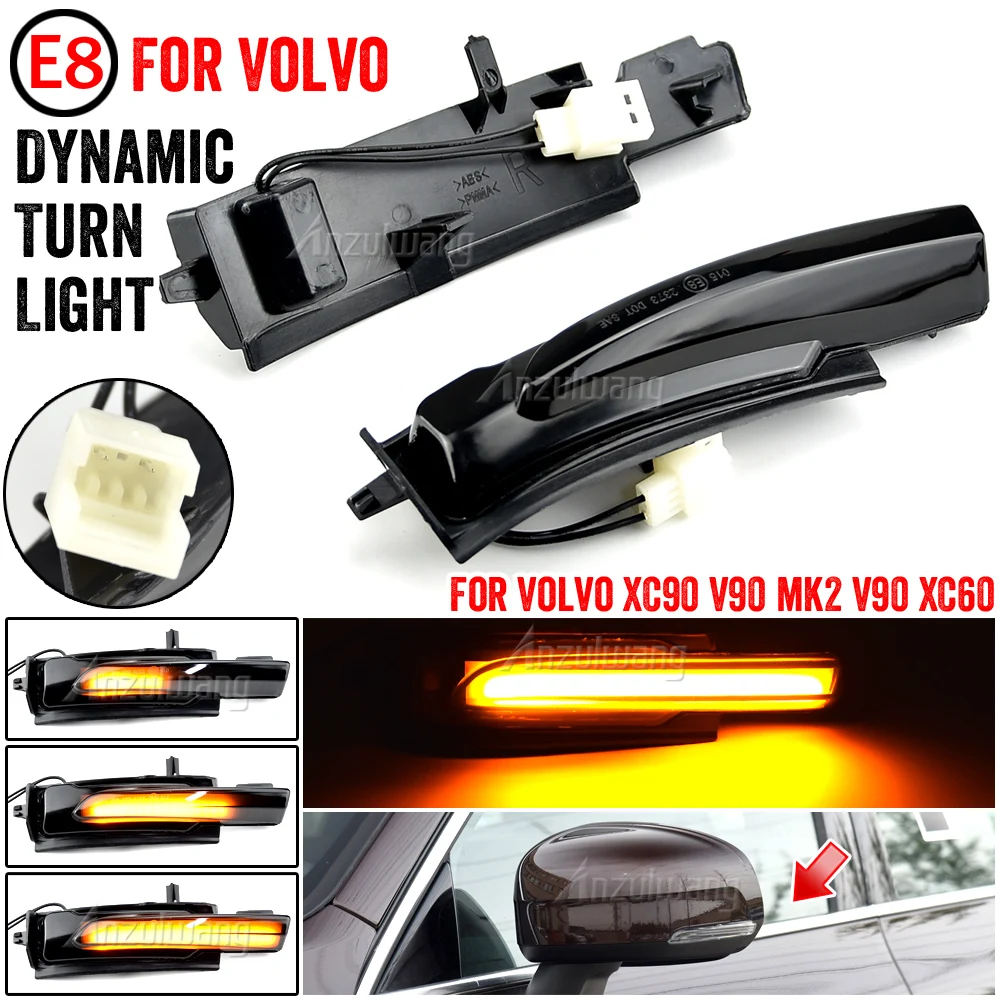 

LED Dynamic Turn Signal Light For Volvo XC60 XC90 S90 V90 MK2 II 2016 2017-2021 Side Mirror Sequential Blinker Indicator Lamp