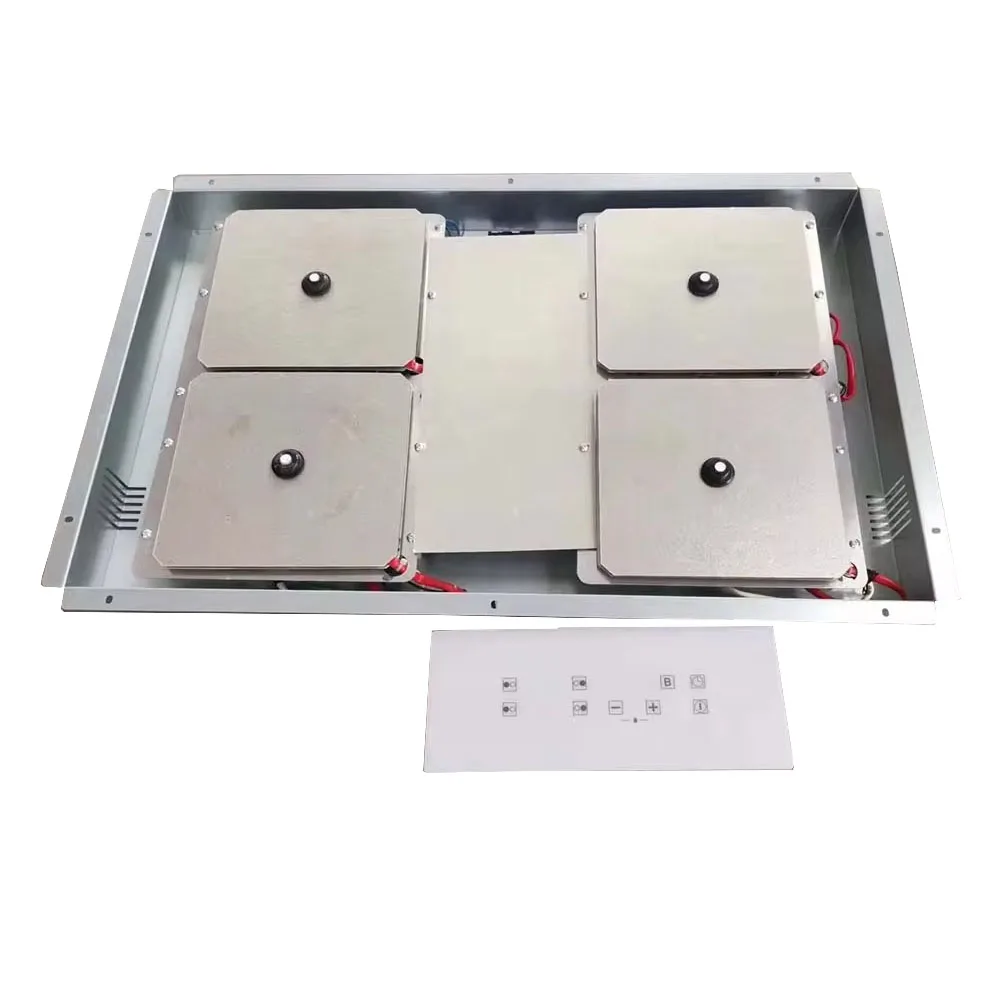 Hidden 4 Burner Induction Cooker Black Panel Electric Touch Screen Stainless Steel 220V 8000W Electric