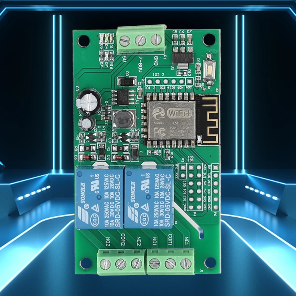 ESP8266 WIFI 릴레이 모듈 듀얼 채널 DC 5V 10A 스위치 컨트롤러 보드 Arduino 기반 ESP-12F 개발 보드