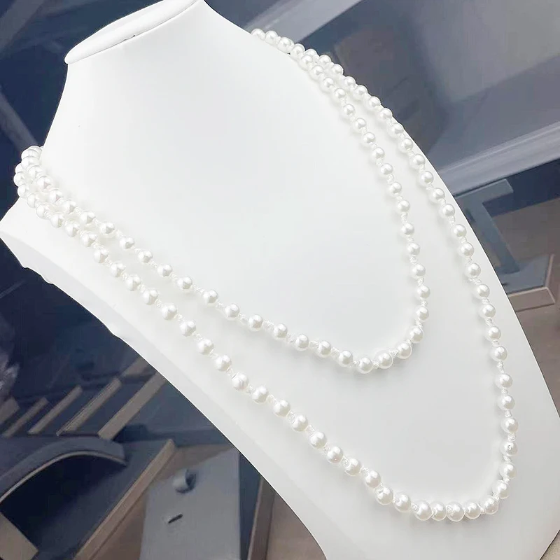 Autumn Winter Collar Hombre Pearl Long Necklace Wear All Match Pearl Necklace 목걸이 Sweater Collares Para Mujer Jewelry