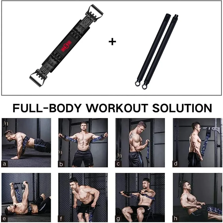 Resistance Bands Bar Exercise Bands Attachment 38" Black Max Load 800lb for Home Gym Workout Full Body Workout Power Lifting Fit