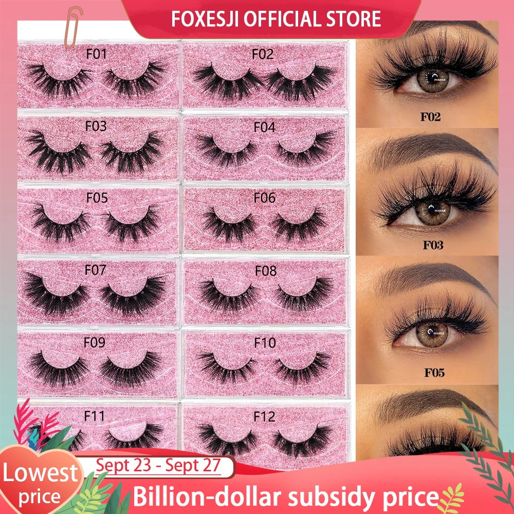 FOXESJI Mink Eye Lashes Fluffy Dramatic Wispy Cross False Eyelashes Strip Lashes Extension Natural Soft 3D Mink Eyelashes Makeup eyelash extensions fake eyelashes eyelash extension eyelash extension lashes false eyelashes