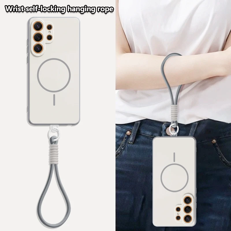 Candy Color Magnetic Phone Case with Lanyard Cover