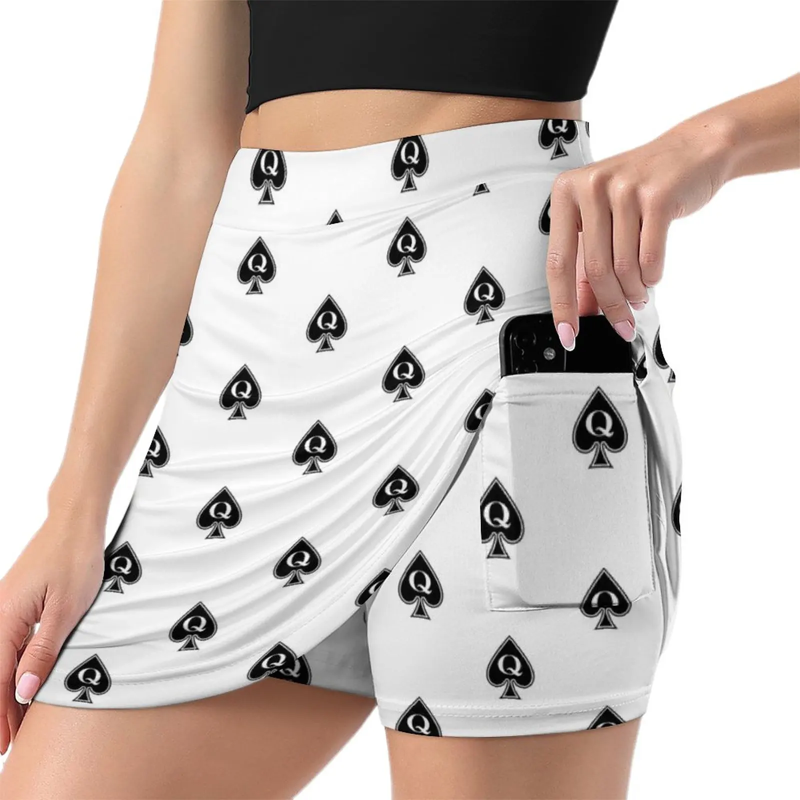 Queen of Spades Phone Case - White Light Proof Trouser Skirt chic and elegant woman skirt Sexy mini skirt