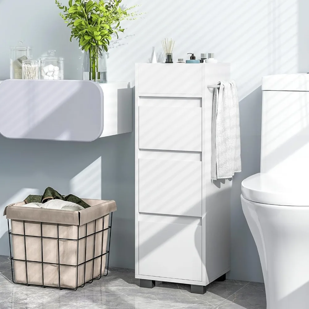 Modern Square Bathroom Floor Cabinet with Drawers & Towel Rack 3