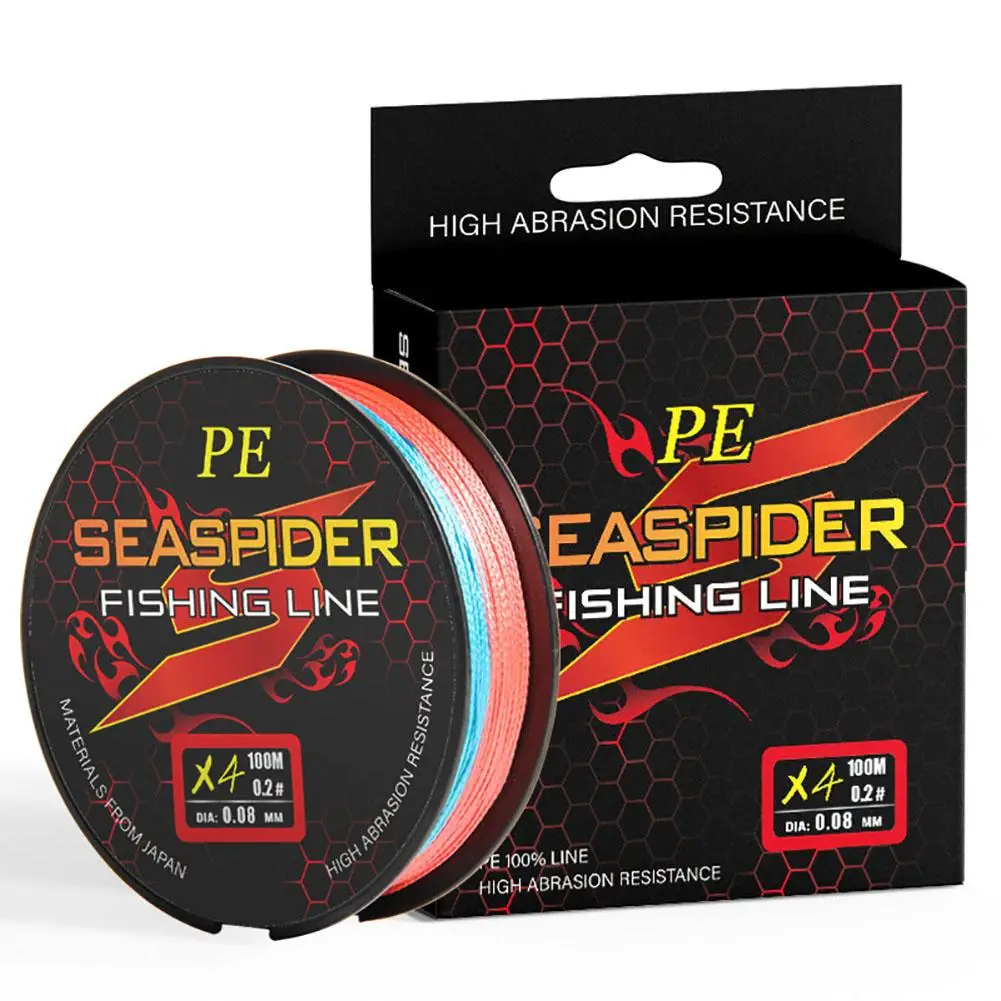 

Seaspider PE Braided Fishing Line 4 Strand Abrasion Resistant Braided Lines Super Durable Casting Rainbow Color 100M