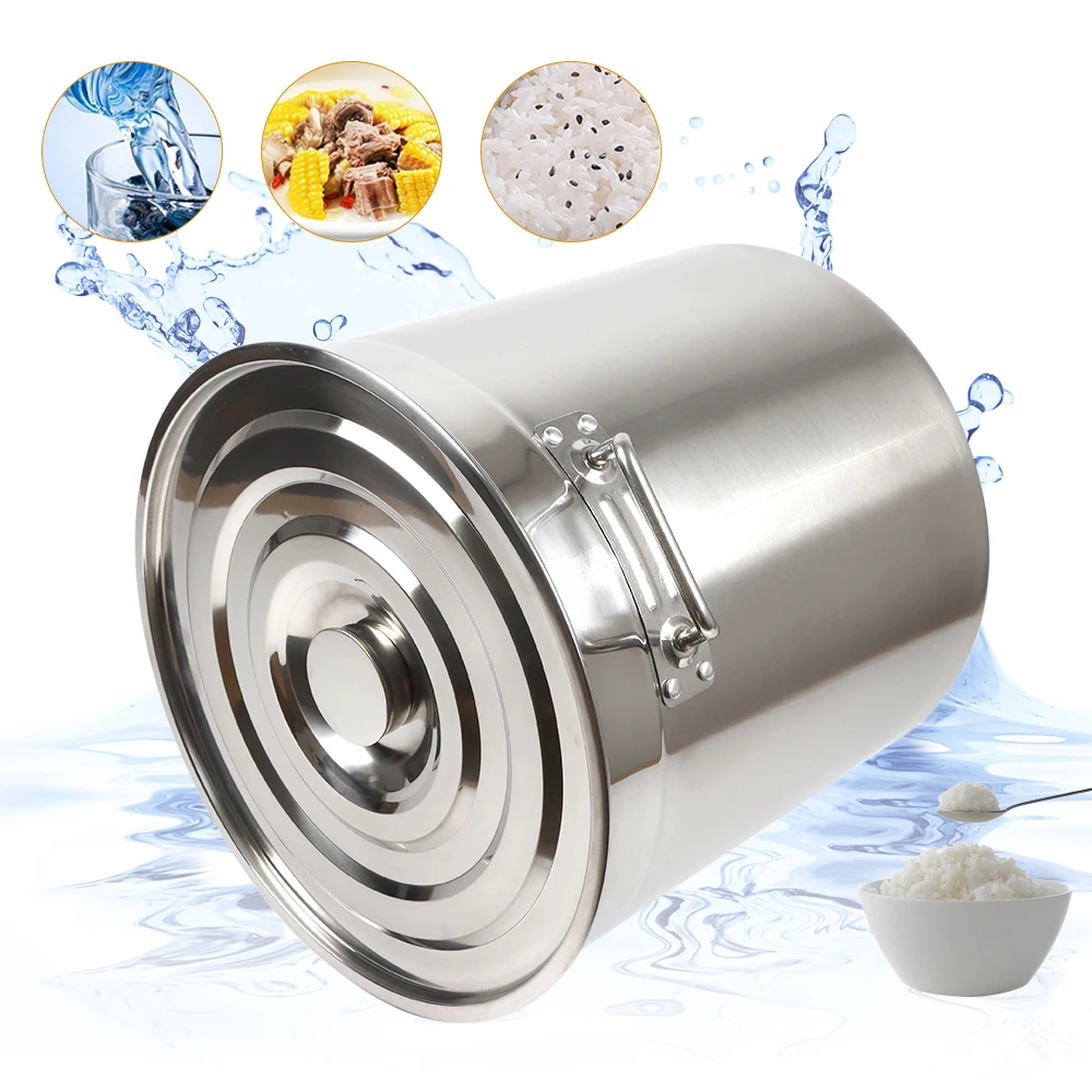 Pentola in acciaio inox 201, 35 cm, per induzione, 35 l, con coperchio universale, in acciaio inox, con isolamento termico