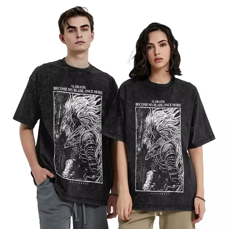 Washed T Shirts Eldened Ringed Maliketh Warrior Jar Hip Hop Novelty T-Shirts Harajuku Streetwear Summer Tops Tees for Men Women 4