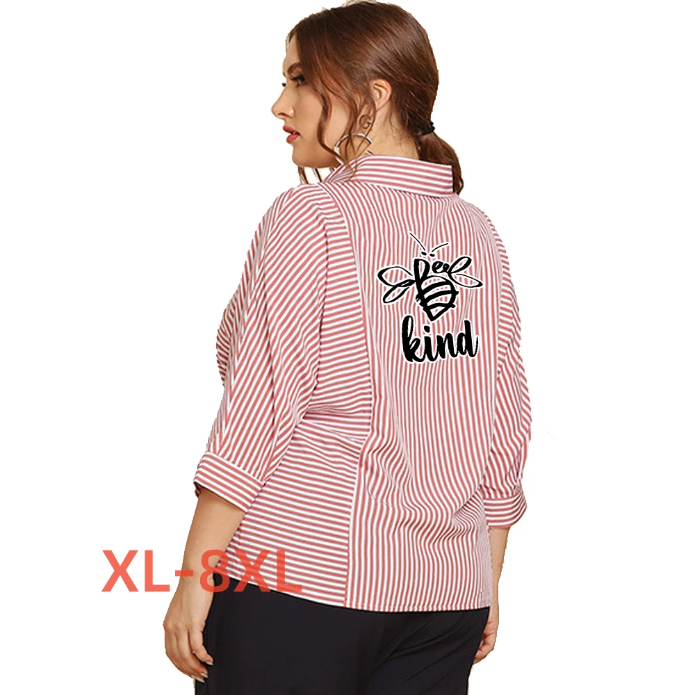 

Plus Size 4xl 5xl 6xl 7xl 8xl Women Blouses Bee Kind Print Camisas Para Mujer Dames Blouses Lange Mouwen Blusones Sueltos