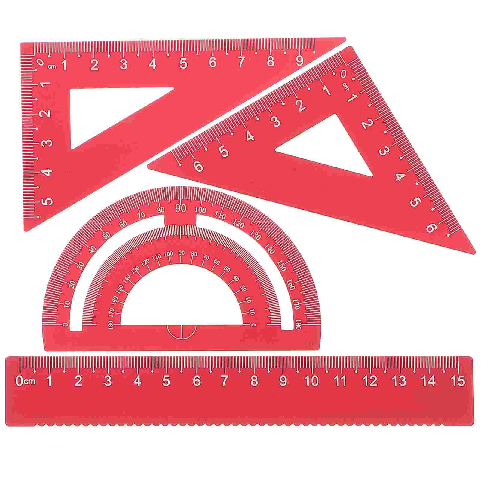 4 Pack Geometry Set Metal Triangle Ruler Protractor Straight Ruler Tool Set Math Protractor School and Office Supplies for Kids