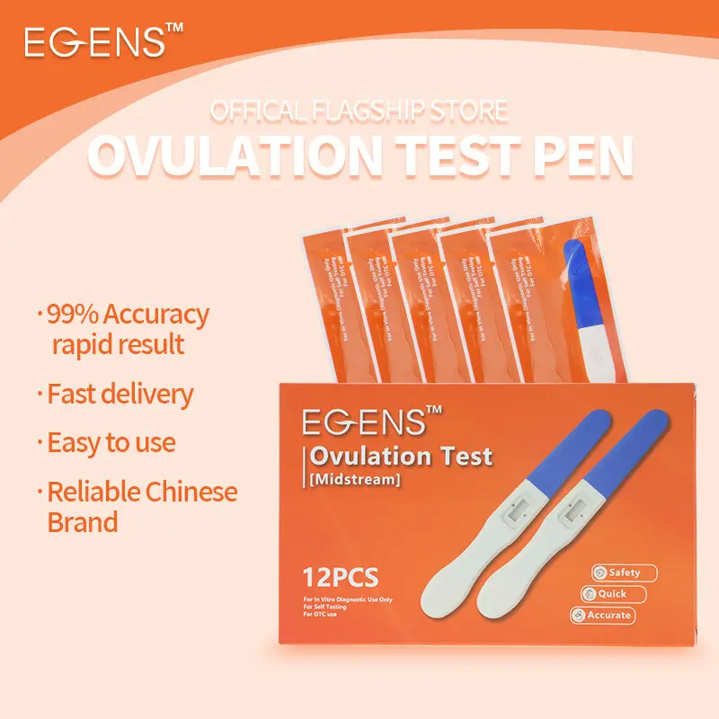 EGENS 12PCS LH Ovulation Test Pen Midstream One Step Ovulation Test Kit Midstream Pen 99.99% Accuracy For Home Use