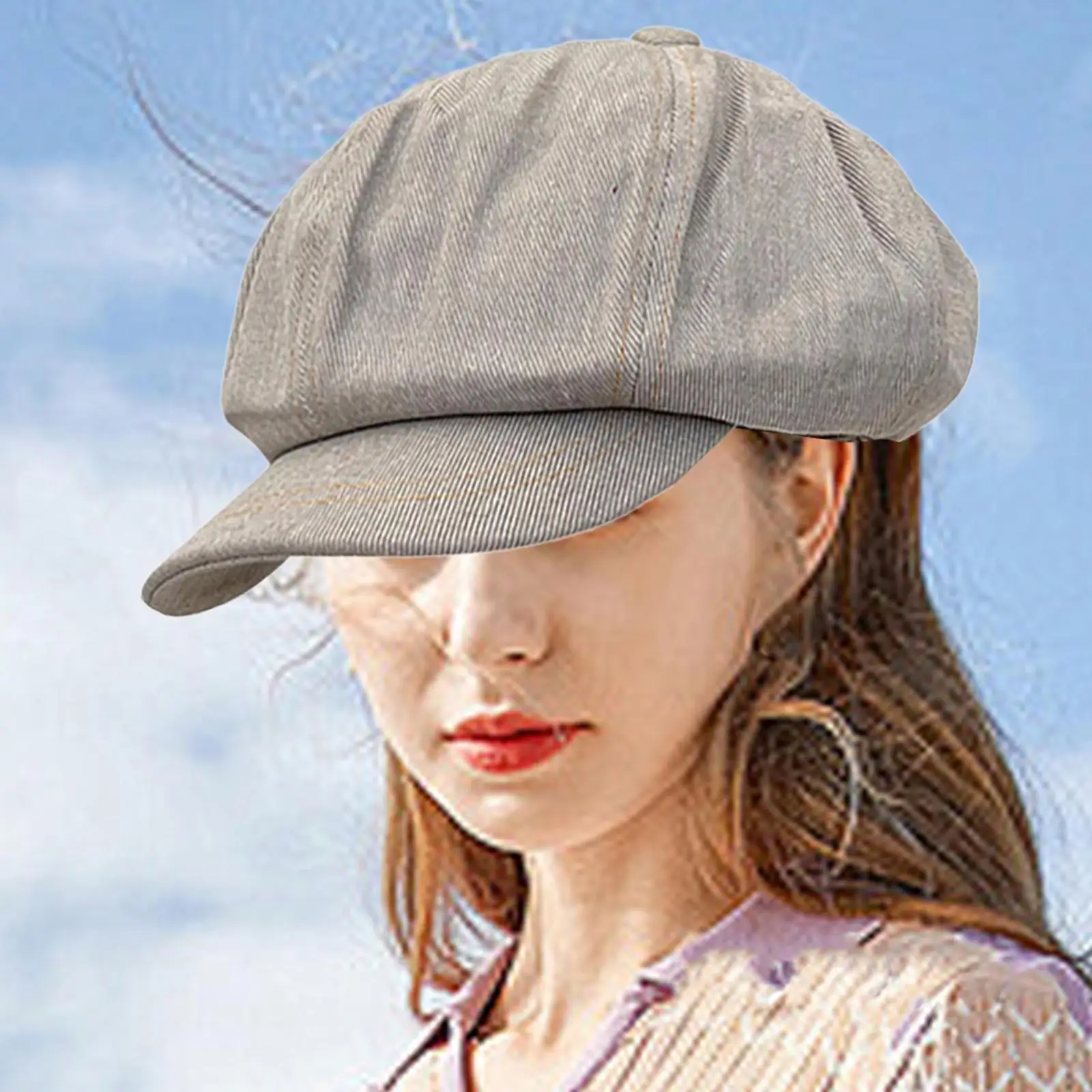 Newsboy Cap Painter Hat Gift Accessories Summer Flat Hat Women Girls Octagonal Hat for Fishing Hiking Shopping Driving Traveling