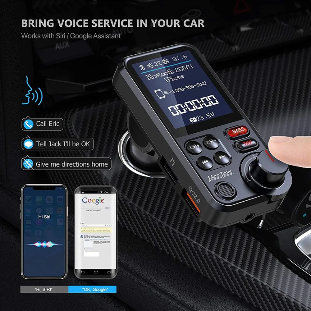 

BT93 Car Wireless Bluetooth Radio FM Transmitter MP3 Player Audio Charging Handsfree Adjustable BASS High/Low MP3 Equalizer