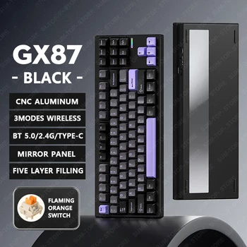 X87 Aluminum Wireless Mechanical Keyboard 87Keys Bluetooth 2.4G Wired Gaming Keyboard Hotswap RBG Gamer Non-contact Keyboard 1