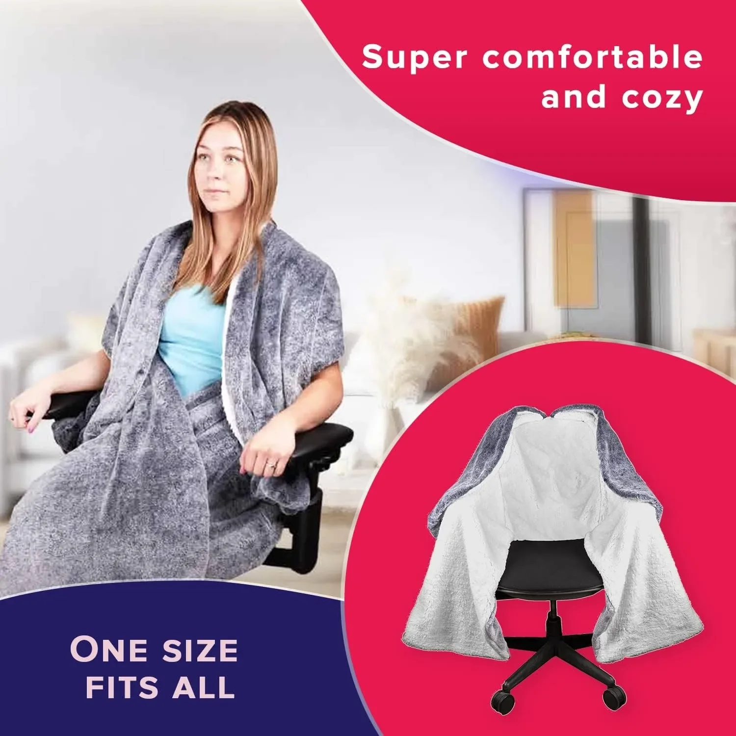 Office chair blanket; Packaging accessories for convenient heating and hands-free use. Stay warm in winter or summer. 3