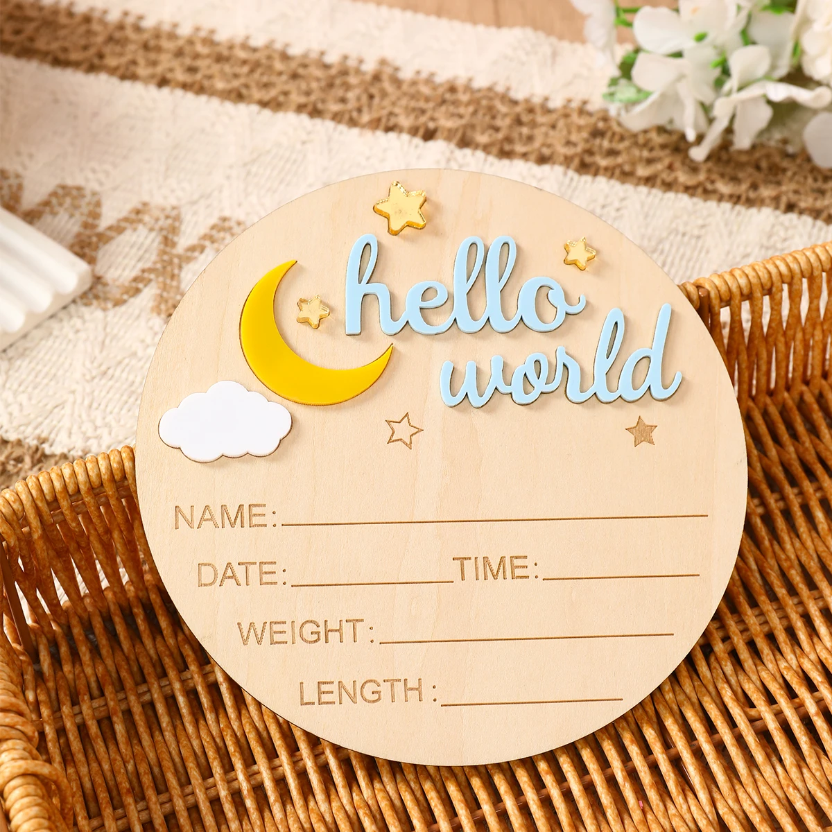 Cartello di annuncio del bambino, 15,9 cm, in legno, con