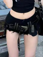 Summer Women Goblin Core Gyaru Coquette Low Rise Denim Shorts With Belt Japanese Harajuku Jean Hot Pants Dark Academia Kpop Y2k - Image 2