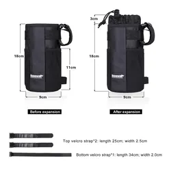 Insulated Bike Water Bottle Holder - Handlebar Pouch & Carrier Accessory (Black-1pc)