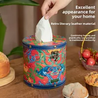Creative Circular Leather Roll Paper Tube Restaurant Desktop Tissue Bucket Bathroom Tissue Storage Box 2