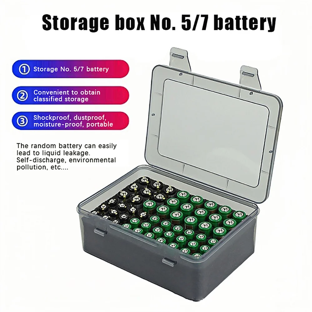 Battery Storage Box 54 AA AAA Batteries Organizer No.5/7 Battery Holder Hold Battery Case Garage Container Home Drawer Dispenser Battery Storage Box 54 AA AAA Batteries Organizer No.5/7 Battery Holder Hold Battery Case Garage Container Home Drawer Dispenser