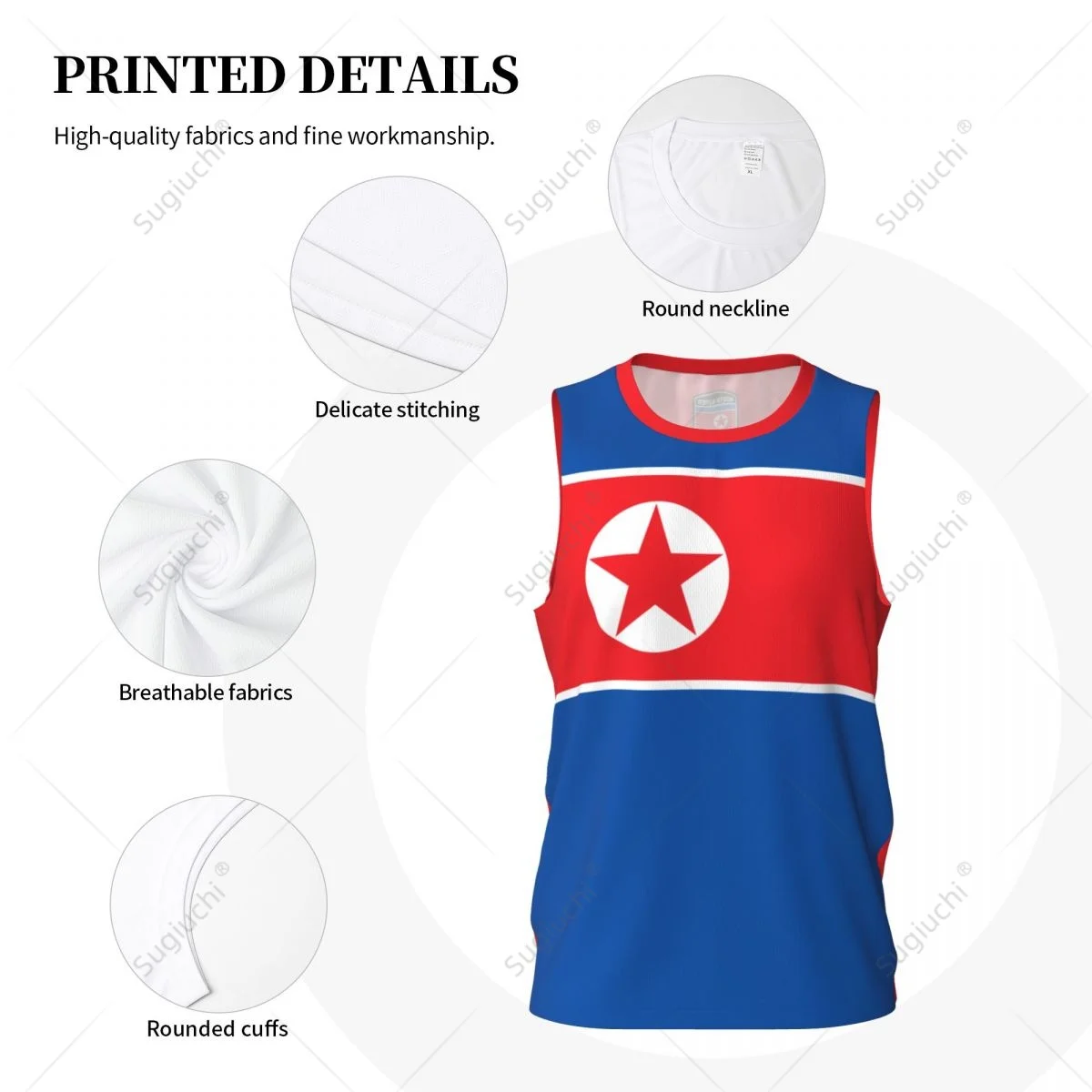 North Korea Flag Men Basketball Sports Running Fitness Multifunction Sleeveless tshirt Exclusive Name Nunber