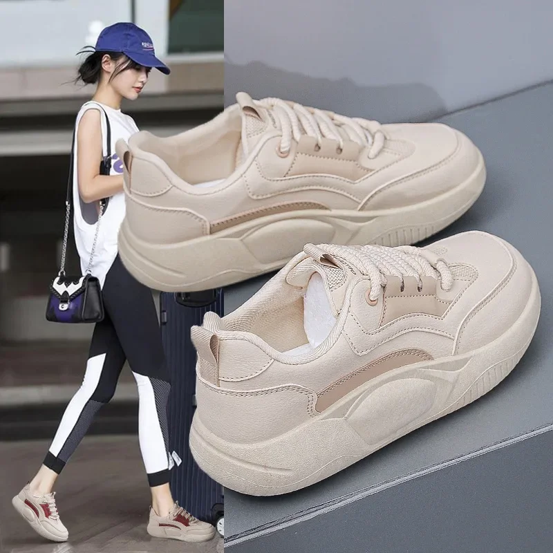 

Women's Causal Sneakers Spring New Fashion Breathable Ladies Mesh Lace Up Sports Shoes for Students Platform Walking Shoes