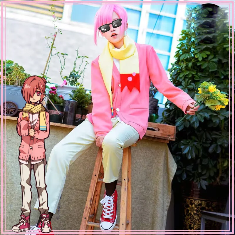 

Anime Toilet Bound Hanako Kun Mitsuba Sousuke Cosplay Anime Jibaku Shounen Cosplay Costume Pink Wig Uniform Pink Wig Daily Coat