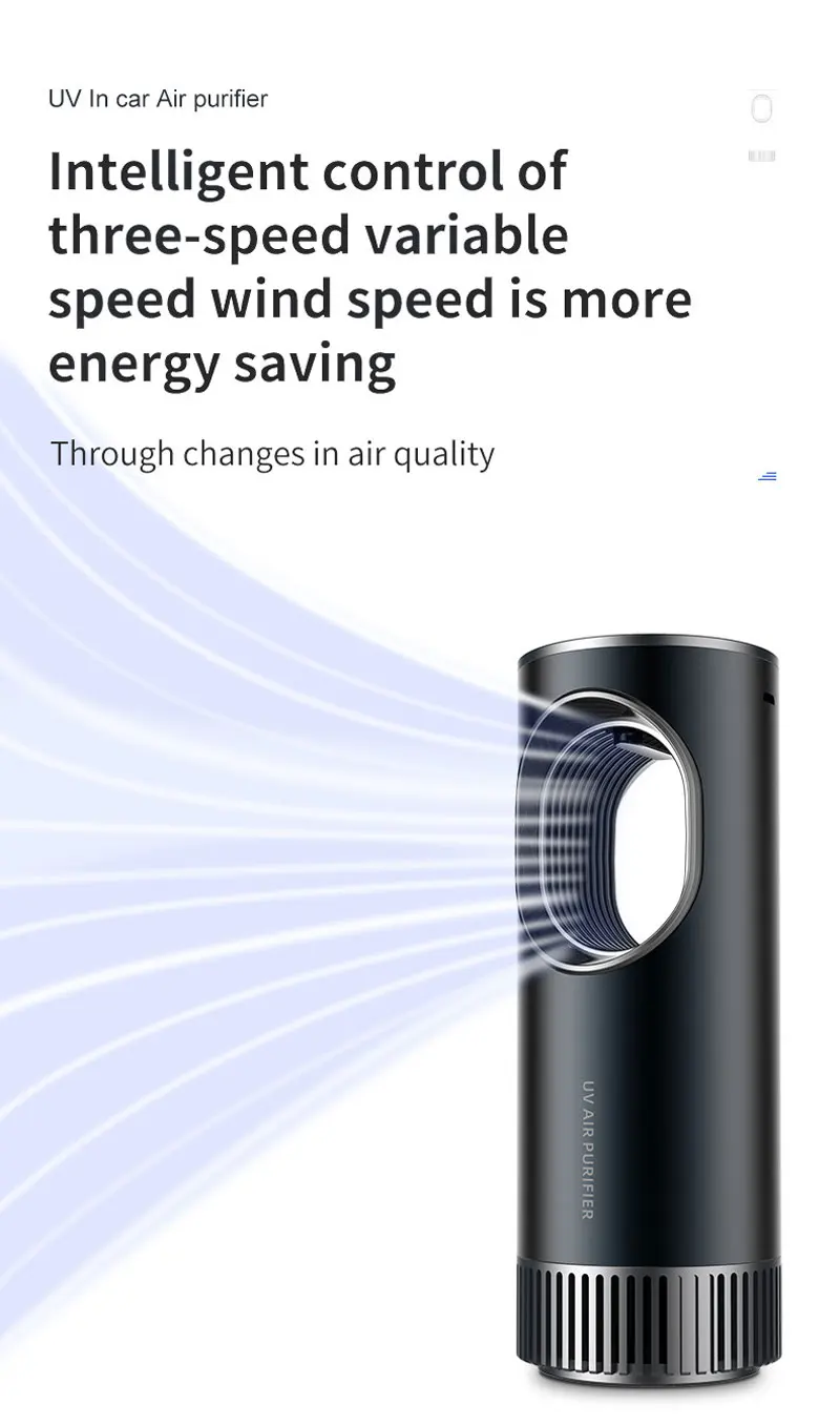 Air purifier for Cars Vehicle Sterilizer UVC Negative ions Ozonizer Portable Air Disinfectant Car Interior Cleaner Deodorant